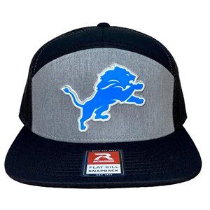 Detroit Lions 3D Snapback Seven-Panel Trucker Hat- Heather Grey/ Black